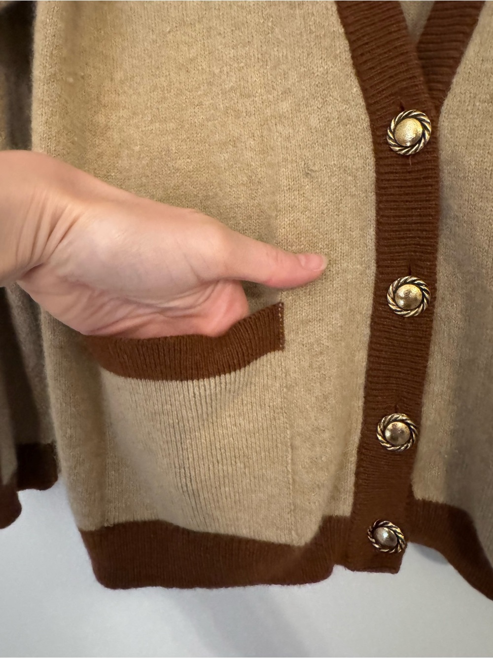 Vintage Made in Scotland Strathspey 100% Wool Blend Brown Cardigan - Picture 4 of 16